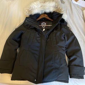 Sicily winter down coat with beautiful genuine fur trim hood